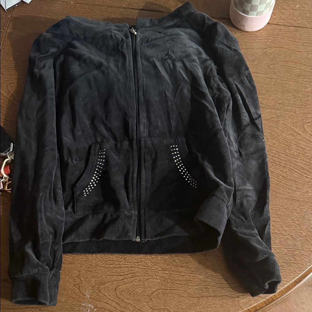 Juicy Couture Black Bomber Jacket with Studded Pockets